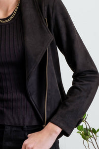 SUEDE MOTO JACKET | BLACK