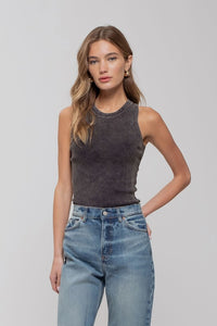 CHARCOAL RIBBED TANK