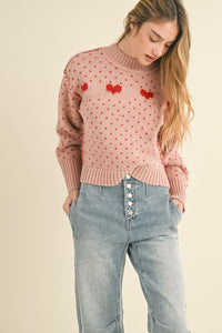 PINK HEART SWEATER