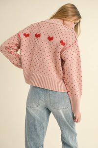 PINK HEART SWEATER