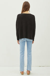 Black V-neck Long Sleeve Sweater