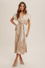 Load image into Gallery viewer, CHAMPAGNE SATIN MIDI DRESS