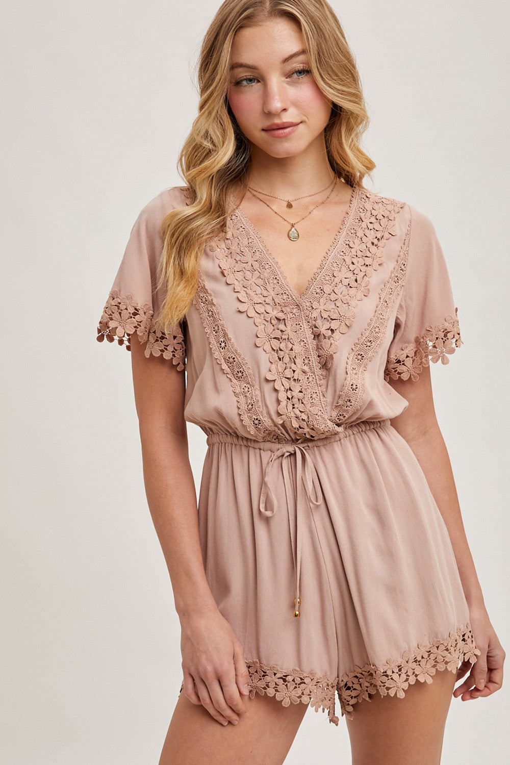 ALMOND LACE ROMPER