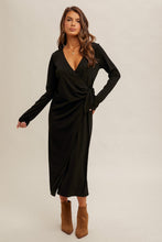 Load image into Gallery viewer, BLACK TIE WAIST MIDI DRESS