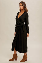 Load image into Gallery viewer, BLACK TIE WAIST MIDI DRESS