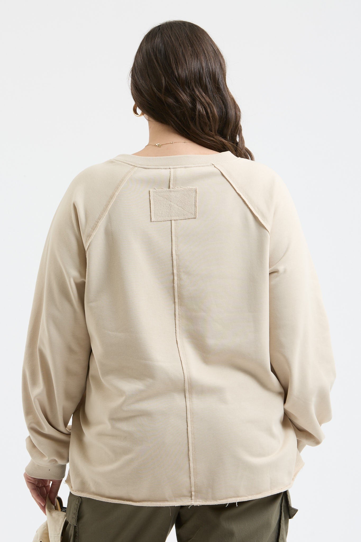 KHAKI EXPOSED SEAM TOP