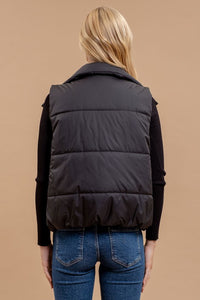 ASYMMETRICAL PUFFER VEST | BLACK