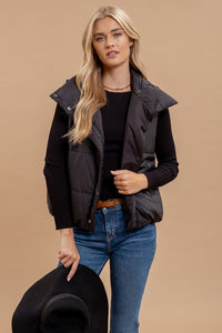 ASYMMETRICAL PUFFER VEST | BLACK