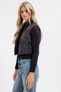 CROPPED PUFFER VEST | BLACK