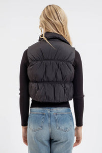 CROPPED PUFFER VEST | BLACK