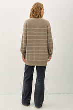 Load image into Gallery viewer, MOCHA STRIPED OPEN FRONT CARDIGAN