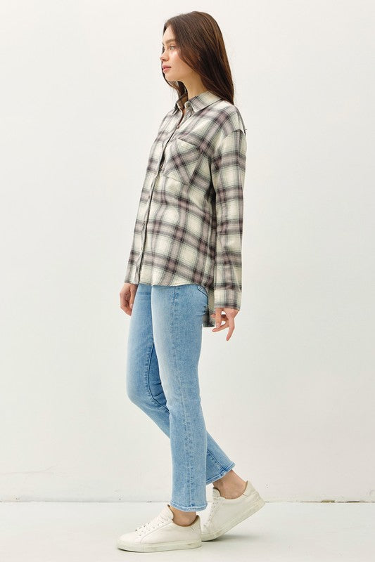 OVERSIZED FLANNEL TOP | JADE