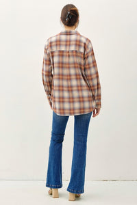 OVERSIZED FLANNEL TOP | CARAMEL