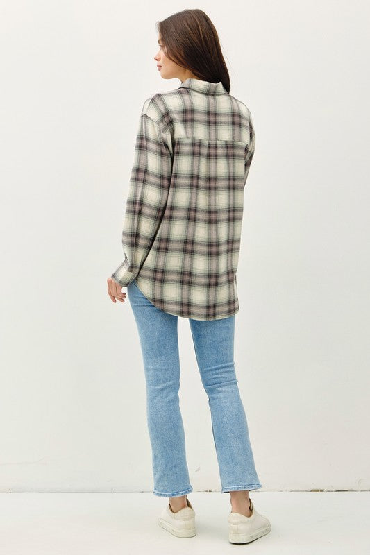 OVERSIZED FLANNEL TOP | JADE