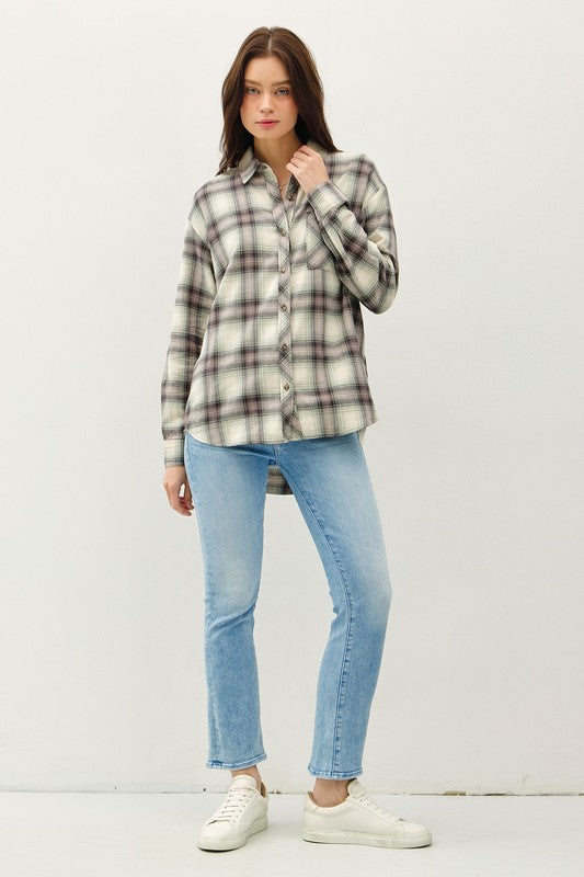 OVERSIZED FLANNEL TOP | JADE