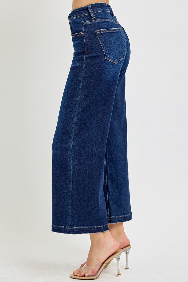RISEN: High Rise Crop Wide Jeans