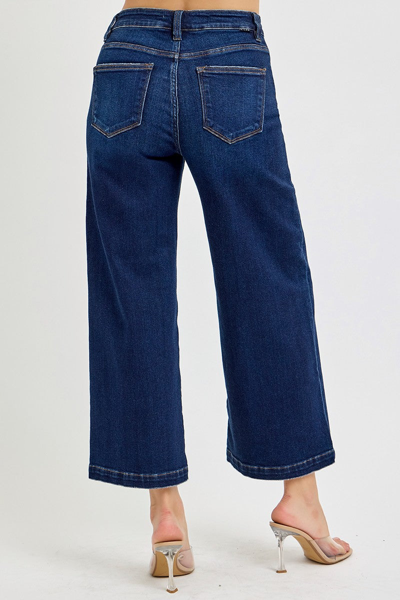 RISEN: High Rise Crop Wide Jeans