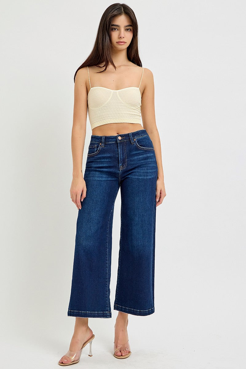 RISEN: High Rise Crop Wide Jeans