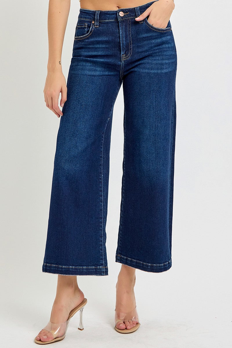 RISEN: High Rise Crop Wide Jeans