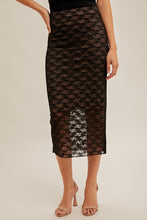 Load image into Gallery viewer, BLACK FLORAL LACE SKIRT