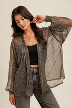 Load image into Gallery viewer, BLACK BUBBLE SLEEVE SHEER CARDIGAN