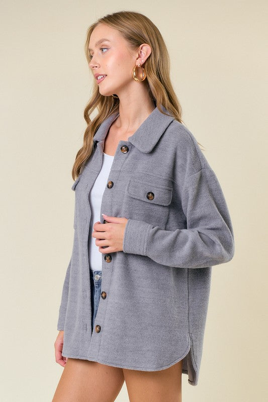 Grey Fleece Shacket