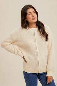 IVORY SWEATER BOMBER JACKET