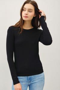 BLACK LONG SLEEVE KNIT TOP
