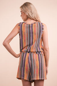 STRIPE SHORTS ROMPER