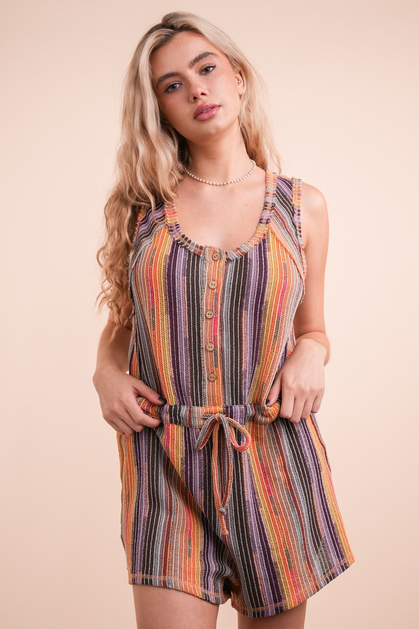 STRIPE SHORTS ROMPER