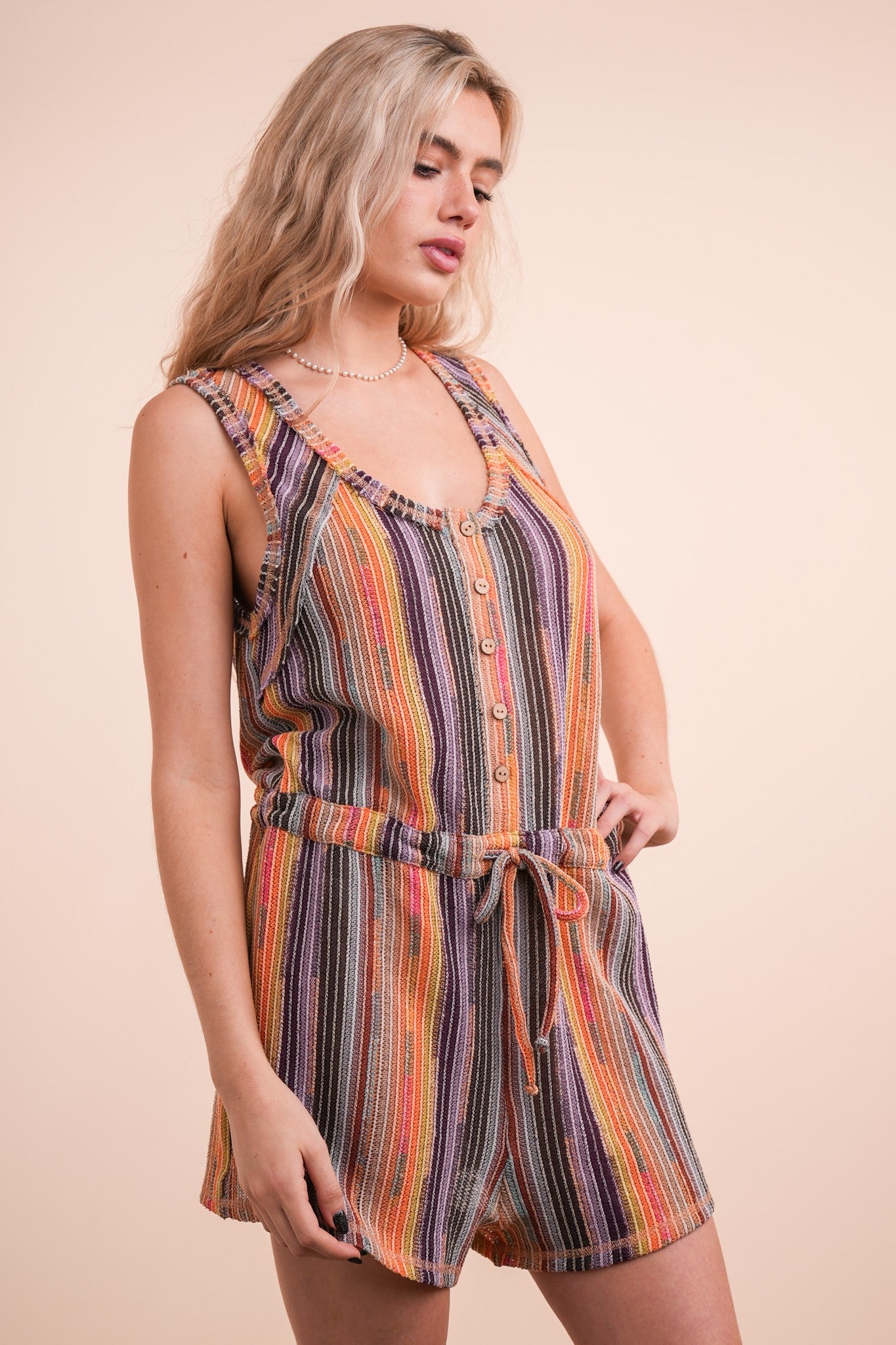 STRIPE SHORTS ROMPER