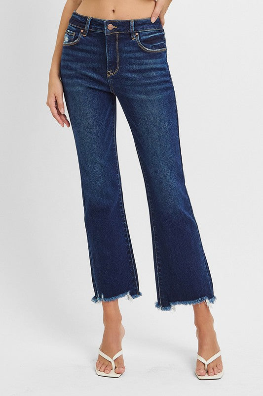 High Rise-Crop Straight Slim Jeans