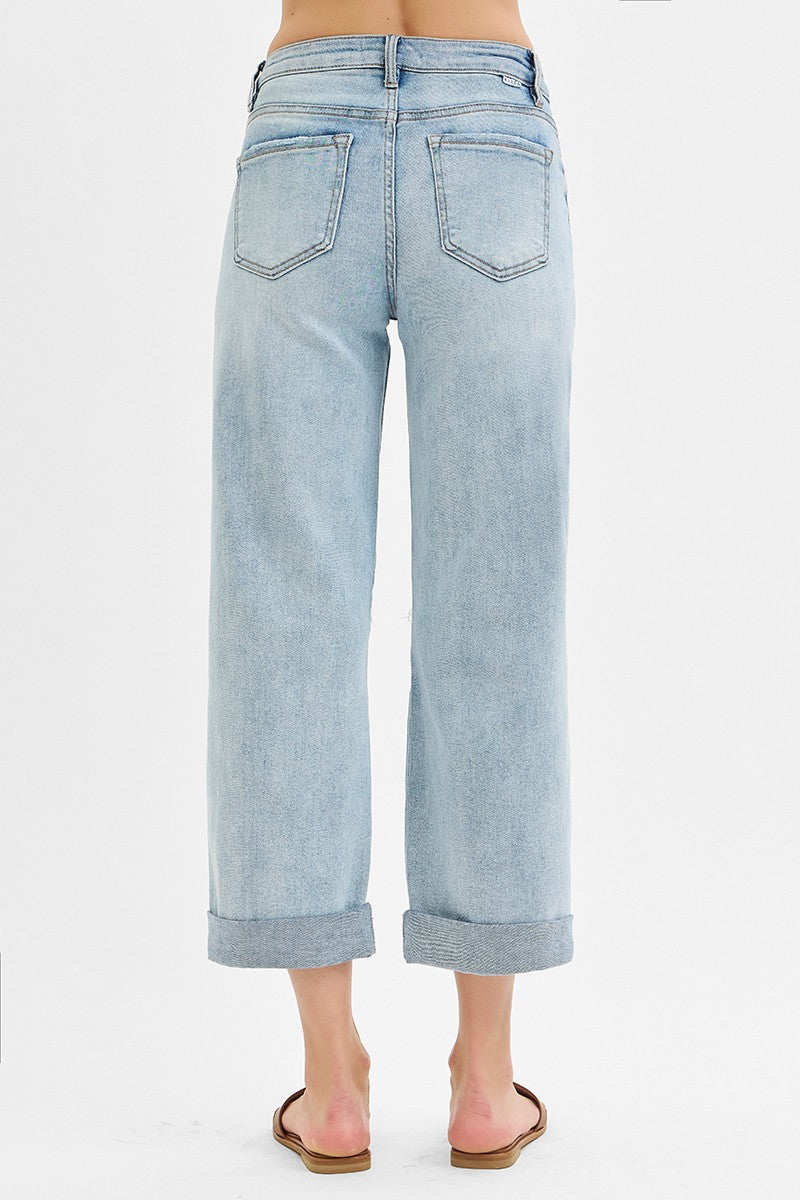 RISEN: Mid Rise Fit Boyfriend Jeans With Cuff