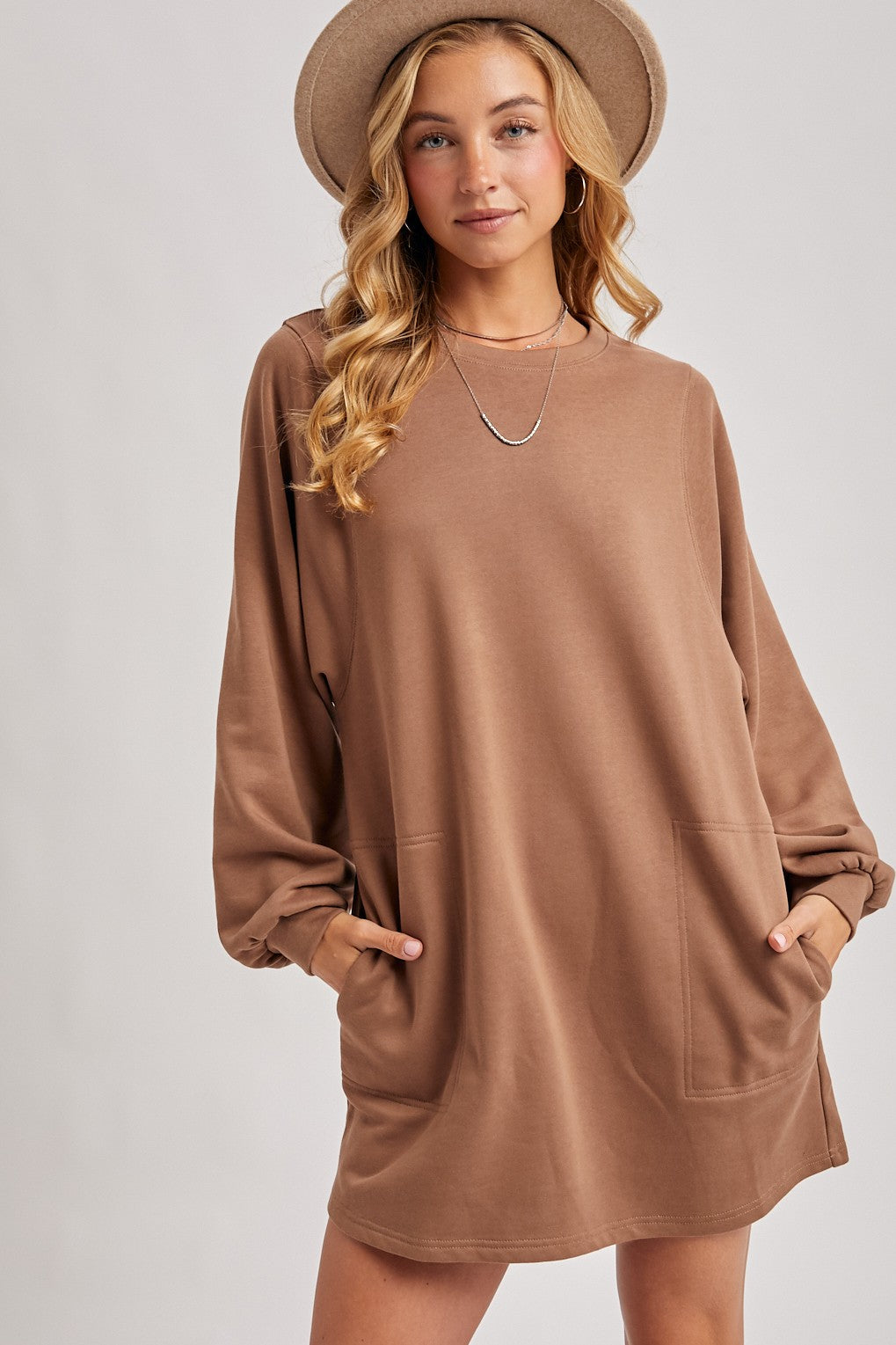 Brown Oversized Sweatshirt Dress