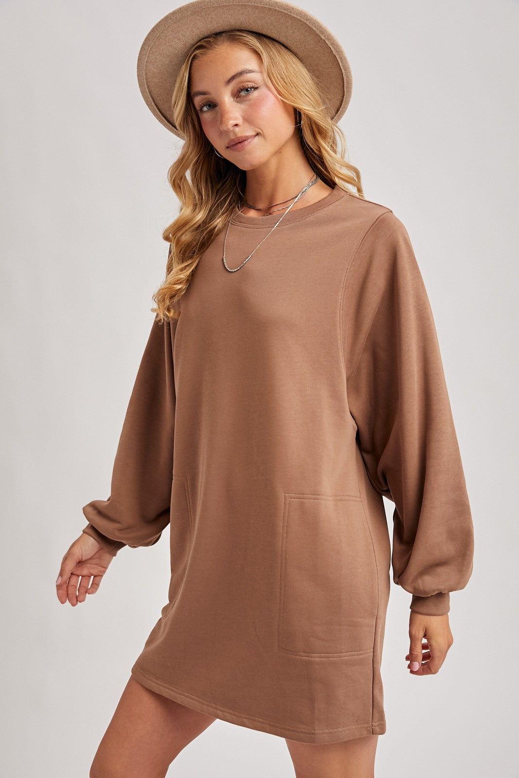 Brown Oversized Sweatshirt Dress