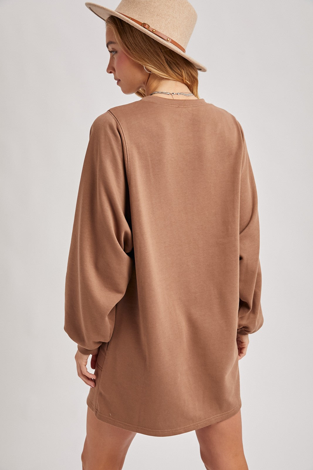 Brown Oversized Sweatshirt Dress