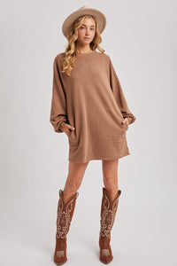 Brown Oversized Sweatshirt Dress
