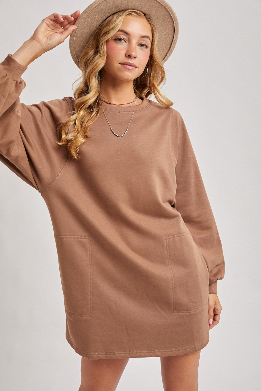 Brown Oversized Sweatshirt Dress