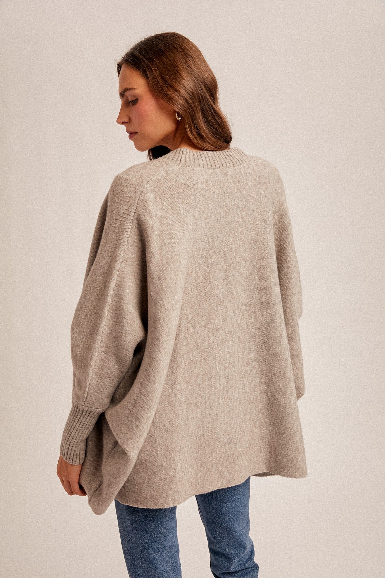 Dolman Sleeve Open Hoodie Cardigan With Pocket
