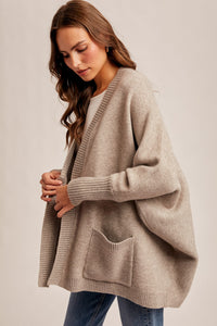 Dolman Sleeve Open Hoodie Cardigan With Pocket