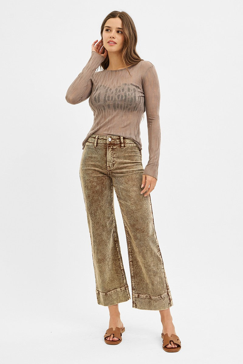 High Rise Crop Straight Corduroy Pants