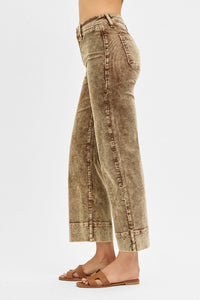 High Rise Crop Straight Corduroy Pants