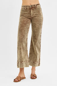 High Rise Crop Straight Corduroy Pants
