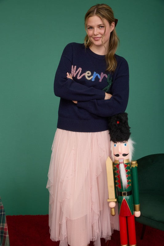 NAVY MERRY SWEATER