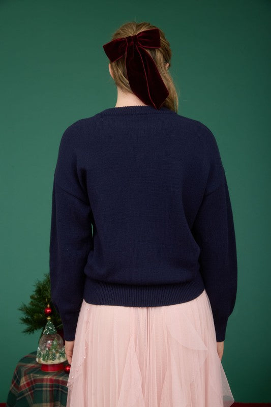 NAVY MERRY SWEATER