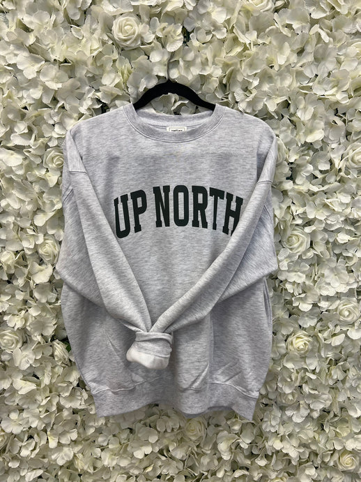 UP NORTH GREY CREW SWEATSHIRT