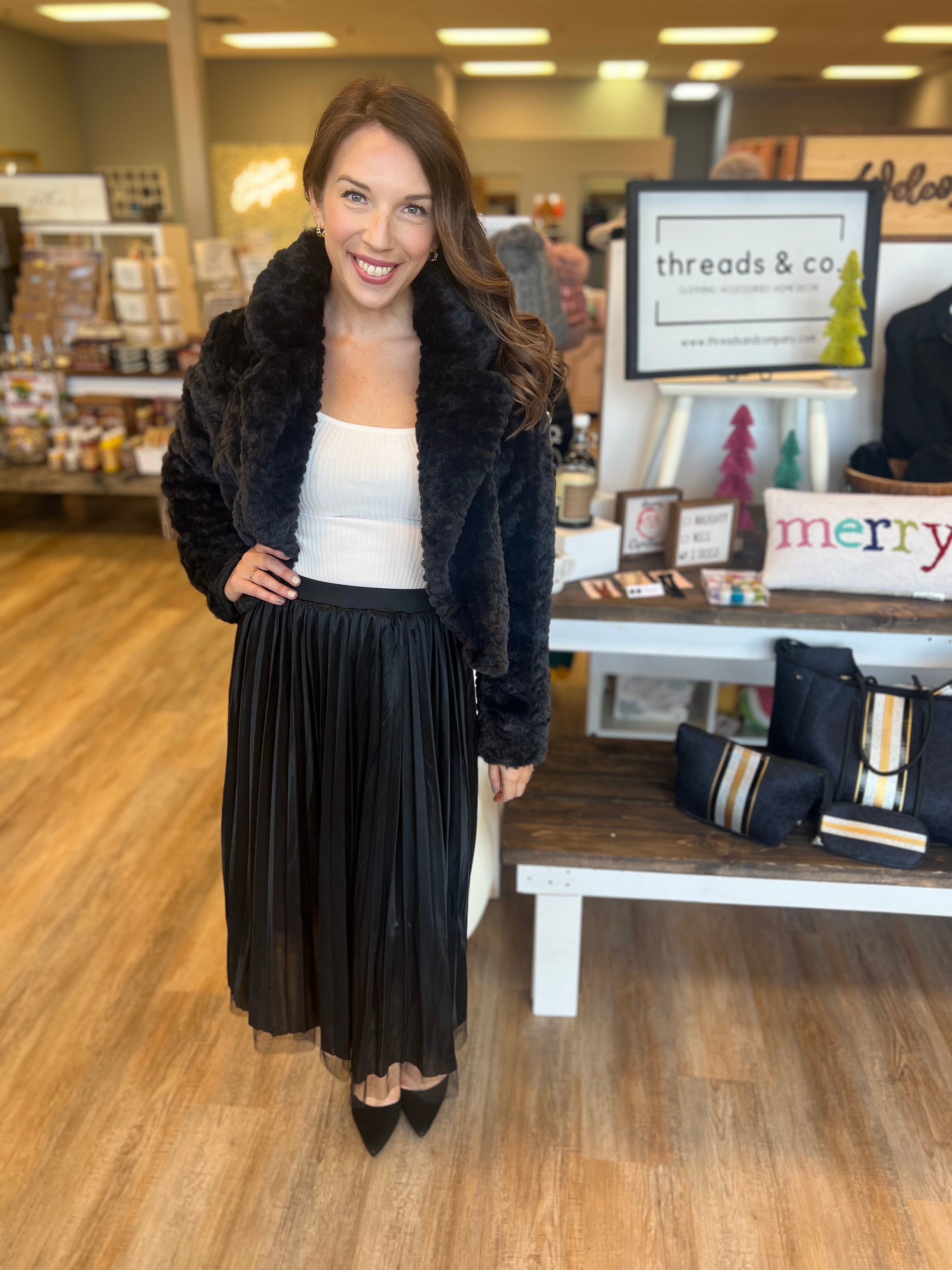 BLACK FAUX FUR JACKET