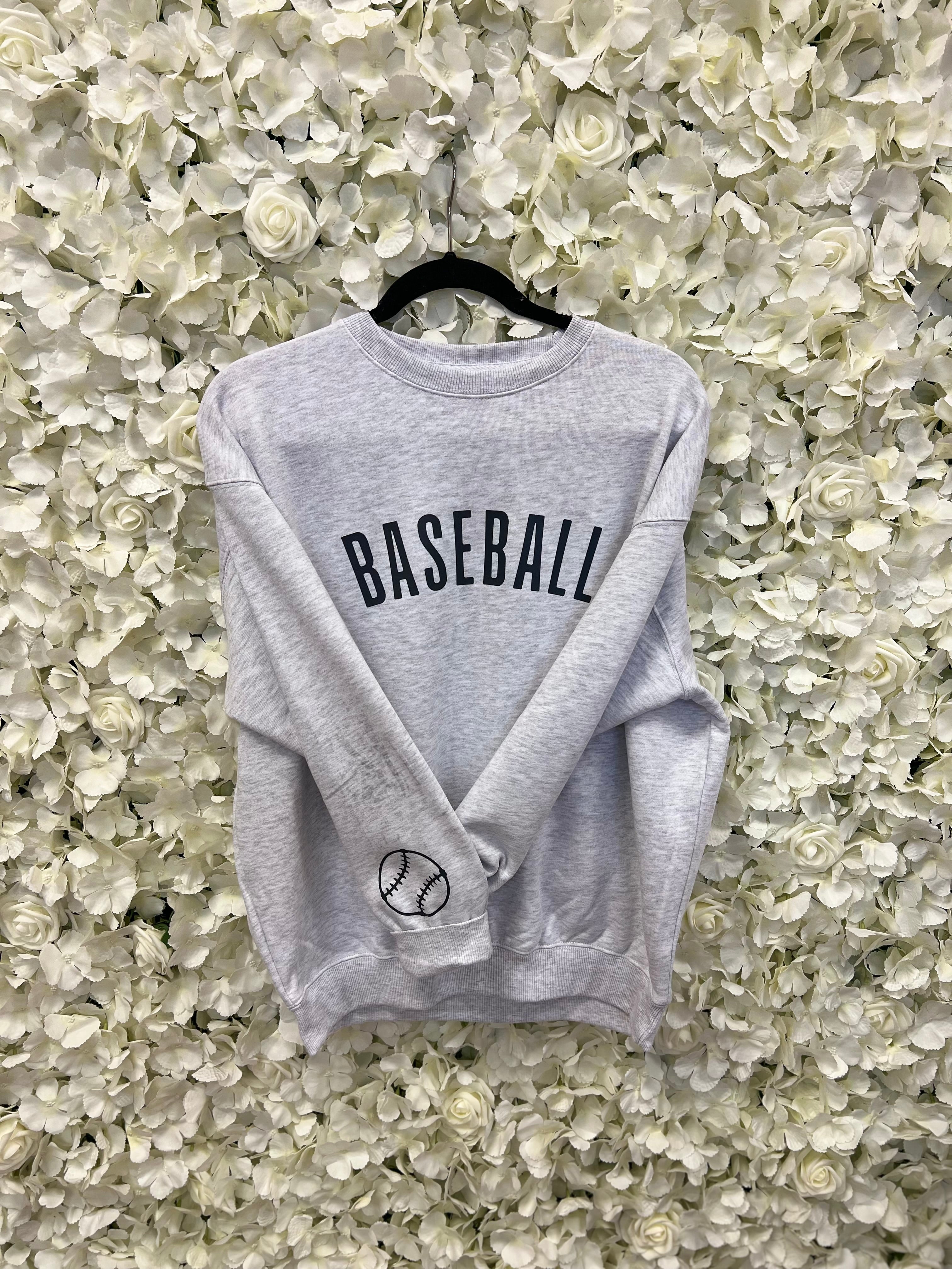 BASEBALL GREY CREW SWEATSHIRT
