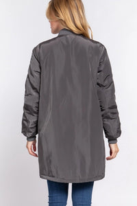 LONG LINE GREY BOMBER JACKET