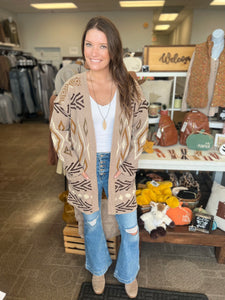 TAN PRINT CARDIGAN